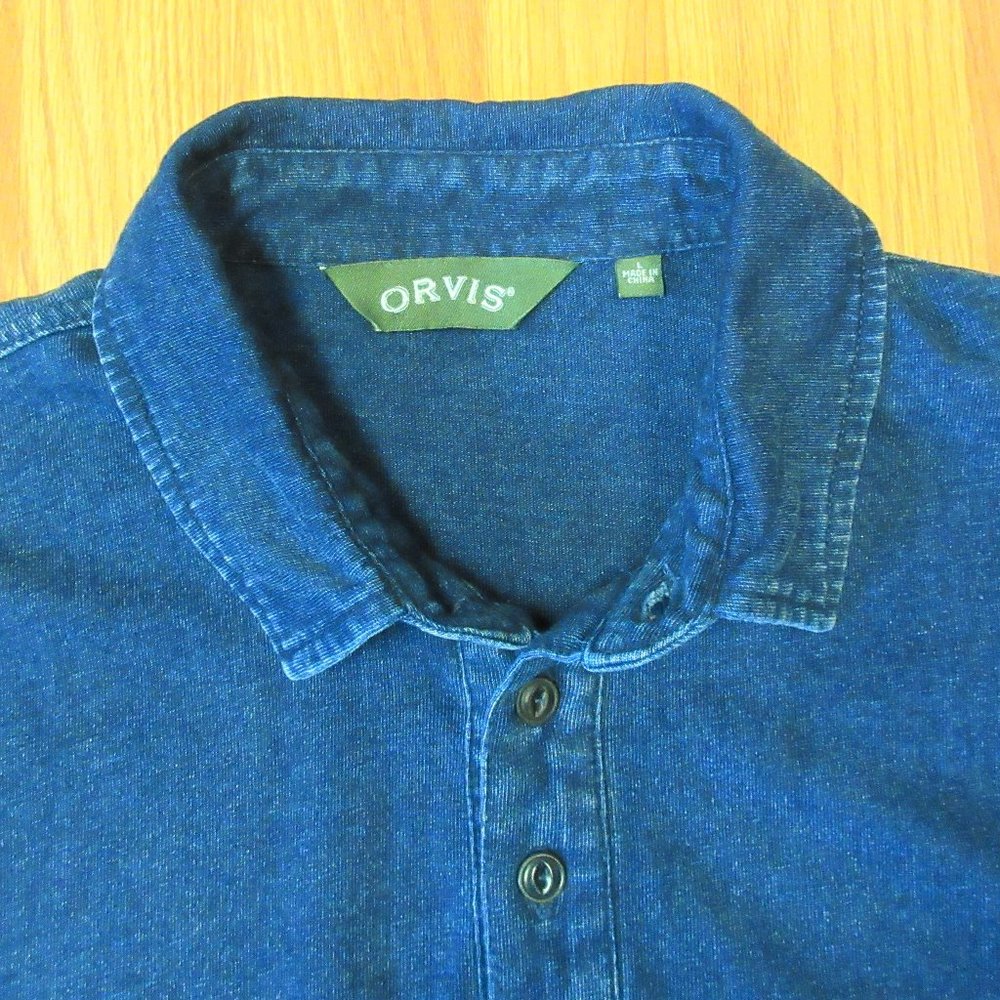 ORVIS REGULAR FIT DENIM/ 100% COTTON POLO SHIRT - Picture 2 of 3